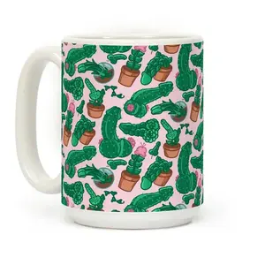 Plants Penis Catus Pattern Coffee Mug, Funny Adult Humor Naughty