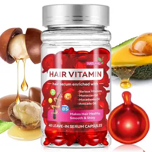 Hair Serum 40 Capsules, Hair Treatment Serum Oil Capsules, Leave-in Molecular Repair Hair Vitamins Serum for Dry Damaged Hair, for Women & Men