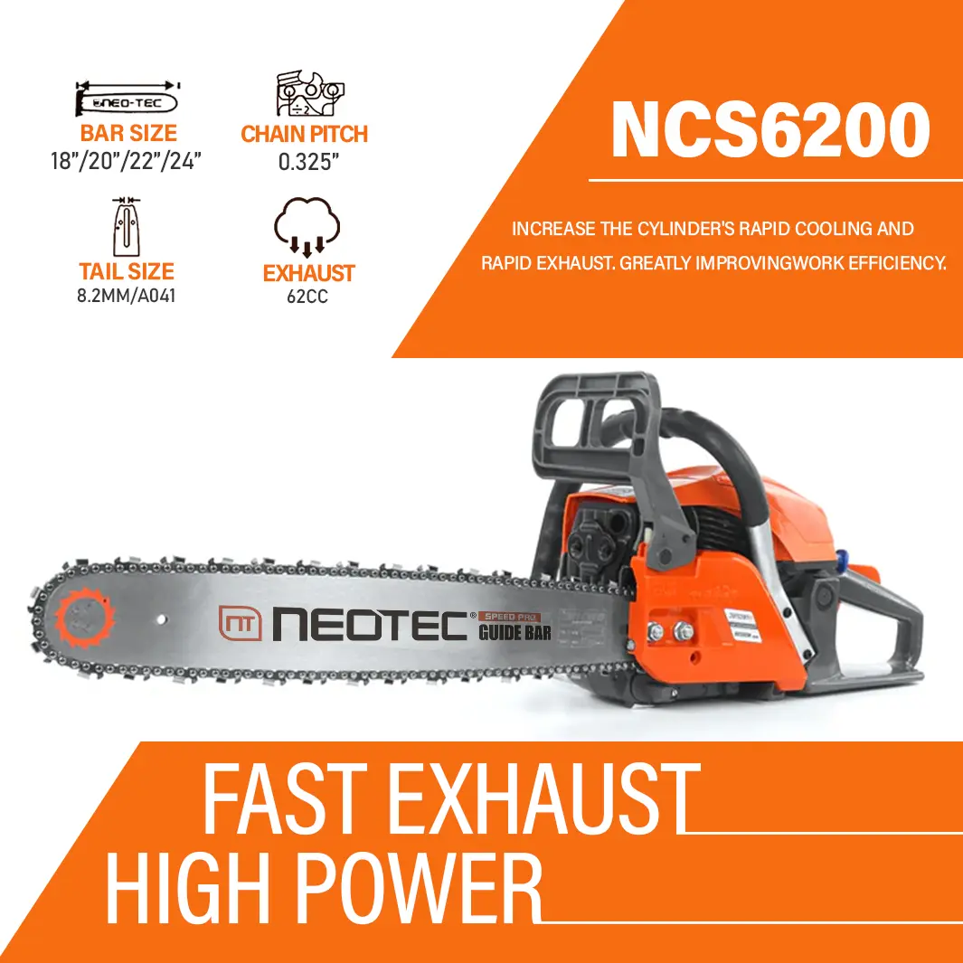 NEOTEC 58cc/62cc Gas-Powered Chainsaw with 25:1 Gas/Oil Mix NEOTEC 58cc/62cc Gas-Powered Chainsaw with 25:1 Gas/Oil Mix