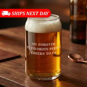 Custom Engraved Beer Can Glass - Personalized 3-Line 16oz Glass - Trendy Groomsmen Gift, Birthday Gift for Him & Custom Pint Glass