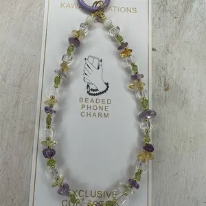 Kawaii Creations Natural Crystal Phone Chains/Keychains Handmade in USA -amethyst,clear quartz, aquamarine etc