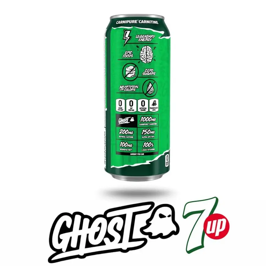 ghost l carnitine Ghost Energy 7 UP and Sour Strips LIMITED EDITION FLAVOR – 6 pack cases Zero Sugar, Low Calorie, Carnipure L-Carnitine Sport Beverage Ghost Energy Drink 12-Pack,summerwins