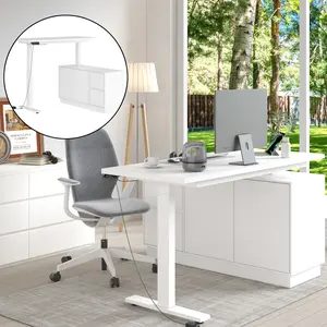 FUFU&GAGA L Shaped Standing Desk Height Adjustable, 54.3" W Electric Sit Stand Desk with Drawers & Storage Cabinet, Reversible Workstation (29.5"-44.5" H)