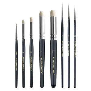 Transon 8pcs Miniature Painting Dry Brush Set with 5 Drybrushes and 3 Small Detail Brushes for Model Making and Miniature Model Painting