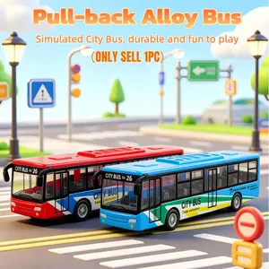 City Bus Toy Die Cast Pull Back Buses Vehicles Mini Car Diecast Model Car Toys,Toy Bus, Lifelike Design with Moving Wheels, Pull Back Car Toy, Small and Portable, for Kids 3+ Travel Playtime Home Gift bus bus toy toy bus school bus toy toys for boy cars