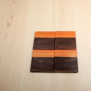 Walnut with Orange Epoxy Coaster