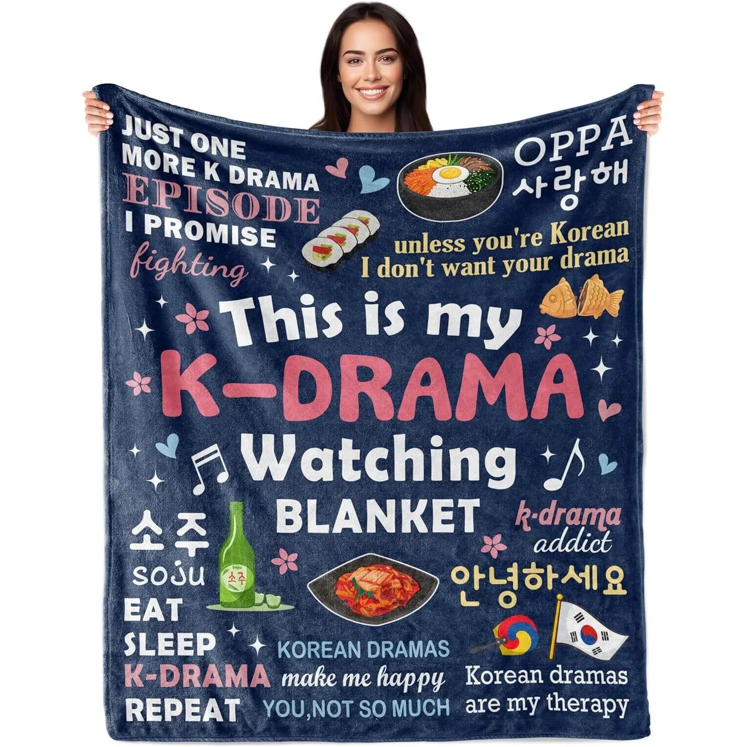 Korean Gift for Women, Korean Blanket for K-Drama Lovers, KDrama Gifts for Women, Kpop Gifts for Girls, Kpop Blankets for Teen Girls, KDrama Presents, K-Drama Lovers 60"X50" Blanket