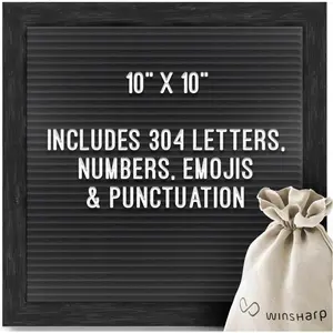 Black Felt Letter Board 10"x10" Black Wooden Frame with White Letters Changeable Sign Boards for Home Decor  Announcement Letterboard With Stand