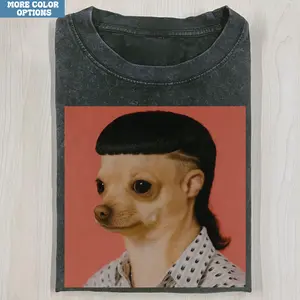 Funny Dog Hairstyle 1.4 T-shirt, Retro Mullet Hairstyle Shirt, Vintage Dog Haircut Meme Tee, Gentleman Dog Shirt, Fun Gift Tee, Hairstyle Meme Top
