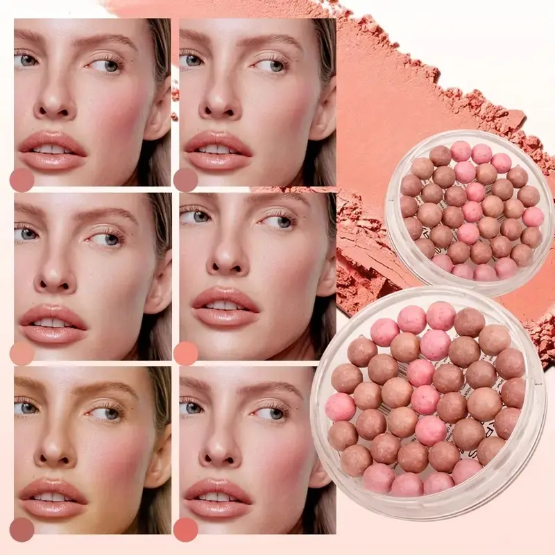 Women's Blush Highlighter Powder - Matte Finish, Included Brush, Dimensional Glow, Ideal for Daily Makeup, Casual Outings, Selfies, Creates Dimensional Glow