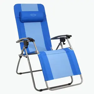 Kamp-Rite Outdoor Folding Reclining Zero Gravity Chair w/ Headrest Pillow, Blue Kamp-Rite Outdoor Folding Reclining Zero Gravity Chair w/ Headrest Pillow, Blue