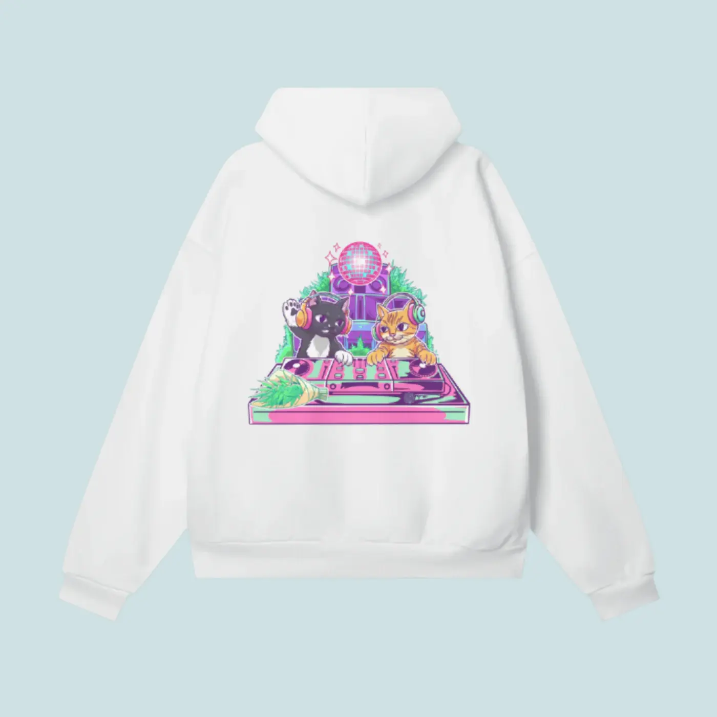 House Music Cats | Heavyweight Hidden Pocket BOUQS&CATS Fleece Hoodie - 460 GSM