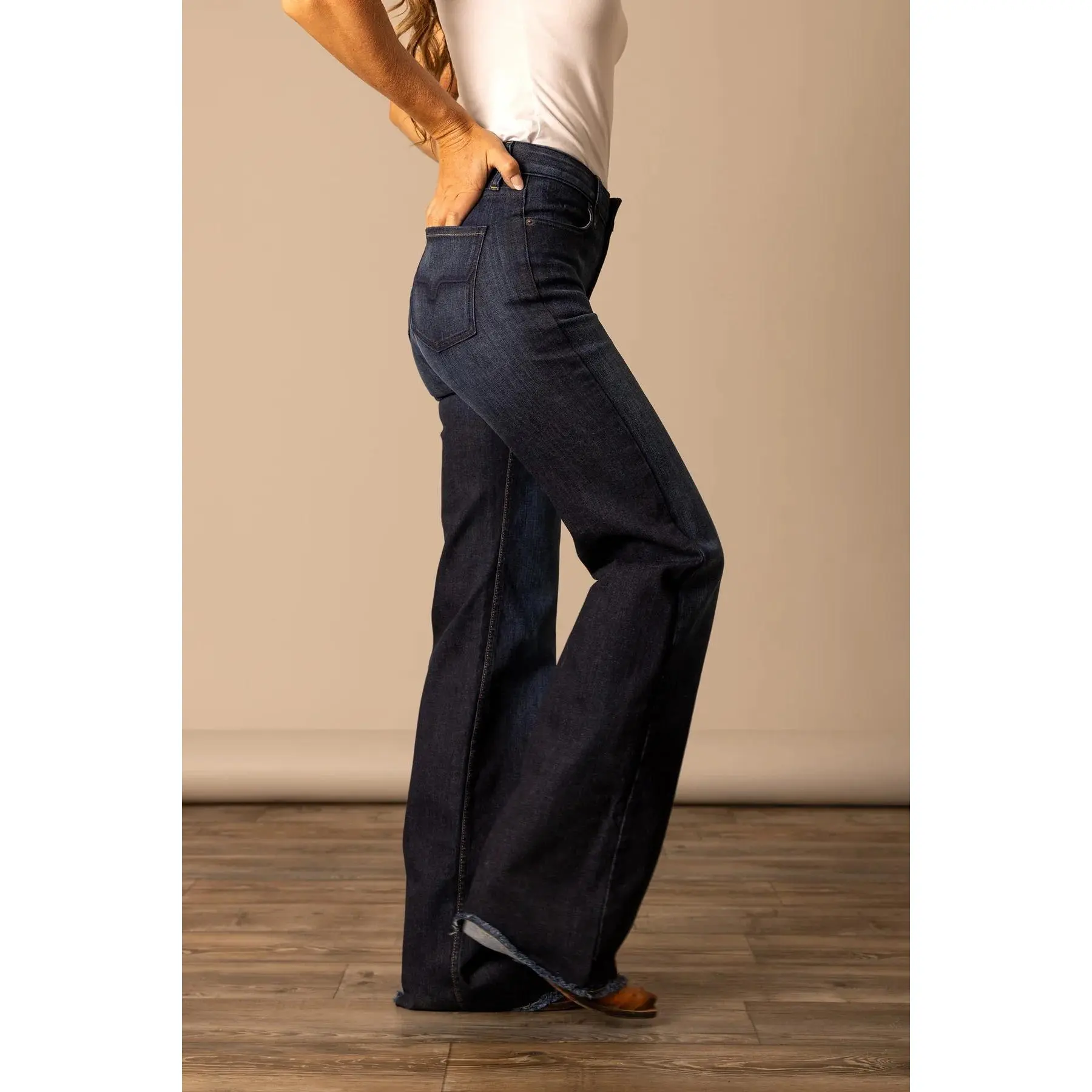 Kimes Ranch Women's Olivia Dark Wash High Rise Stovepipe Wide Leg Jeans