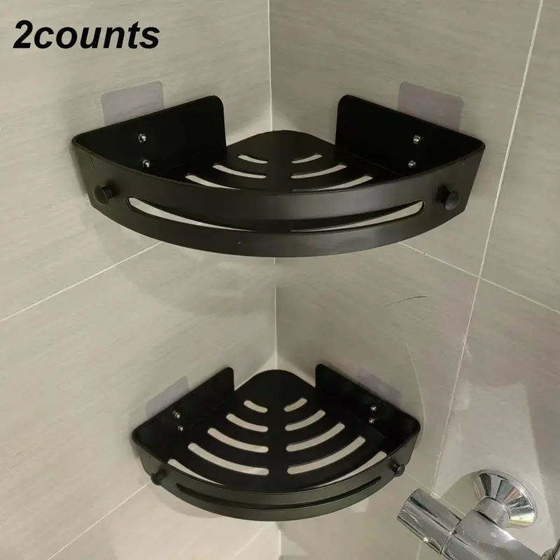 Wall Mounted Shower Storage Rack, 2 Counts Triangular Shower Corner Shelf, Shower Organizer Set, Corner Shower Caddy, Bathroom Accessories, Bathroom Supplies, Bathroom Shower Organizers
