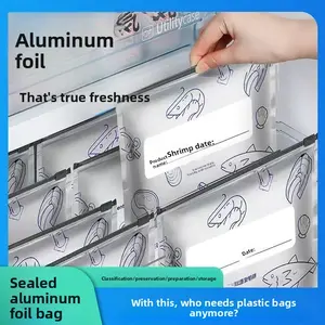 Aluminum Foil Fresh-Keeping Bags Sealed Thickened Slide Zipper Fresh-Keeping Bags for Home Kitchen Refrigerator Food Freezing Zipper Storage Bags