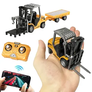 Remote Control Forklift Truck – 1:64 Scale Construction Toy, Realistic Lights & Sounds, Lift & Transport Action, Christmas Birthdays Gifts for Kids