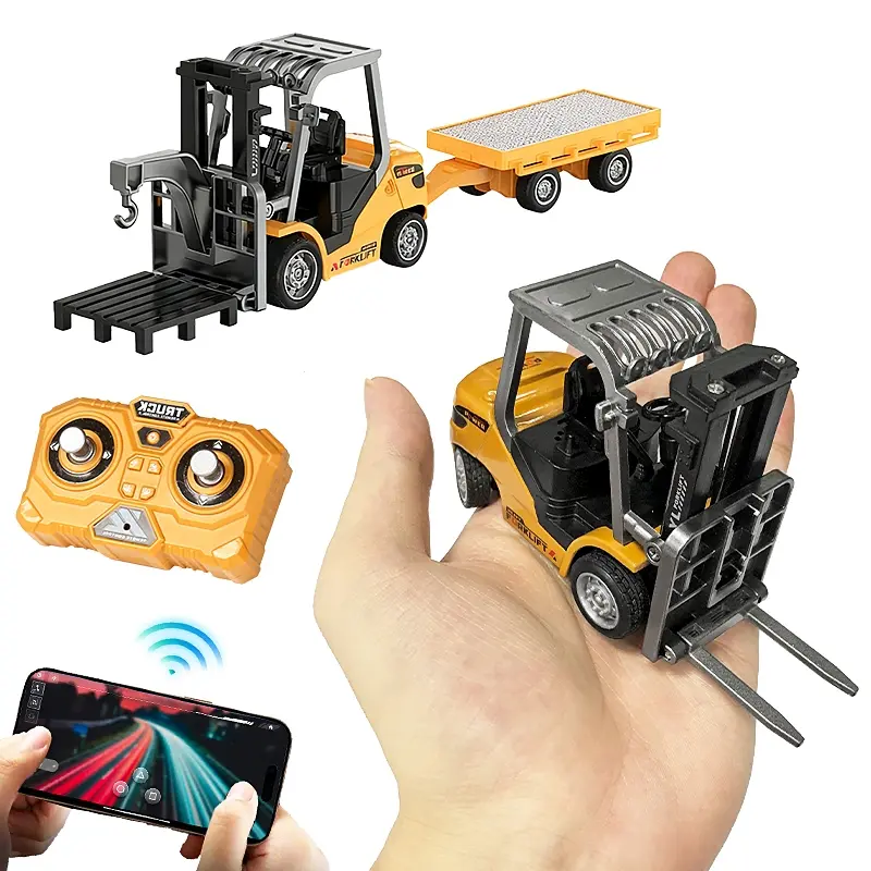 Remote Control Forklift Truck – 1:64 Scale Construction Toy, Realistic Lights & Sounds, Lift & Transport Action, Christmas Birthdays Gifts for Kids, Remote Control Trucks, RC Control, Remote Controlled Vehicle