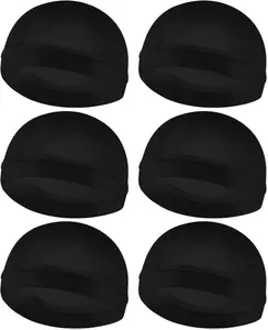 6Pcs Wave Cap for Men Silky Durags Elastic Band Wave Caps for 360 540 720 Waves Soft Breathable Satin Durag Unisex Adults Kids Skullies Beanies Hats Shower Cap