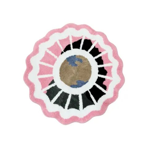 LAKEA Geographical World Map Round Tufted Rug Soft Thick Plush Educational Non-Slip Durable Easy Clean Kid Friendly Global Decor
