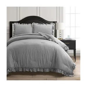 Lush Decor Reyna Stripe Ruffle Soft Comforter 3c F/Q