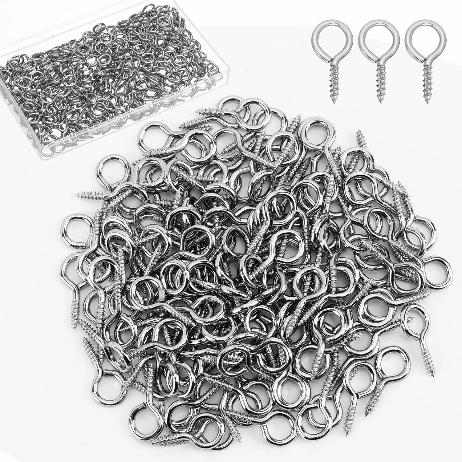 Eye Screws, 150PCS 1 Inch Screw Eyes Hooks Heavy Duty Screw Eyes Bolts Hooks Ring Screws for Wood Hanging Artwork