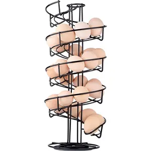 Spiral Design Metal Egg Skelter Dispenser Rack for Efficient Egg Organization Holds 3 Dozen Eggs Sturdy Construction Non-Slip Base Compact Functional Kitchen Storage Display