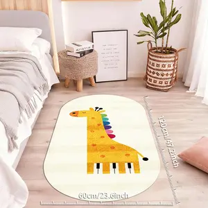 Rainbow Giraffe Keyboard Rug, Soft Velvet Carpet, Non-Slip, High-Definition Print, Indoor Outdoor Use, Various Sizes
