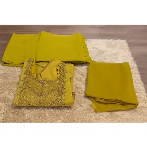 Mustard Maheshwari Silk Kurti with Zari, Foil Mirror & Gota Pati Work