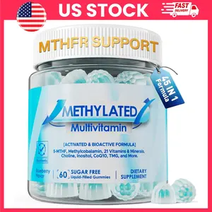 Methylated Multivitamin Gummies for Women Men, Methylfolate & Methyl B12 Gummies, Daily Multivitamin with D3 K2, B Complex, CoQ10, Alpha Lipoic Acid, Choline, TMG, Greens & Mushroom Blend, Sugar Free Vegan, Raspberry, 60 Count | Vitamins for newly married