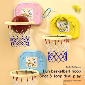 Kids Hanging Cartoon Basketball Stand, Foldable No Drilling Shooting Basket Toy, Indoor Outdoor Family Game Skill Training, Perfect Gift