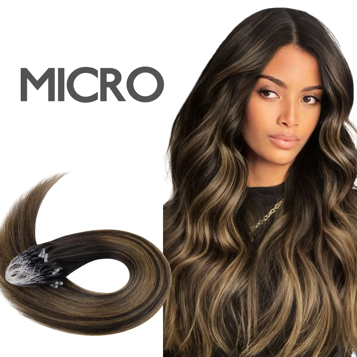 #2/6/2 Balayage Dark Brown Mixed Chestnut Brown