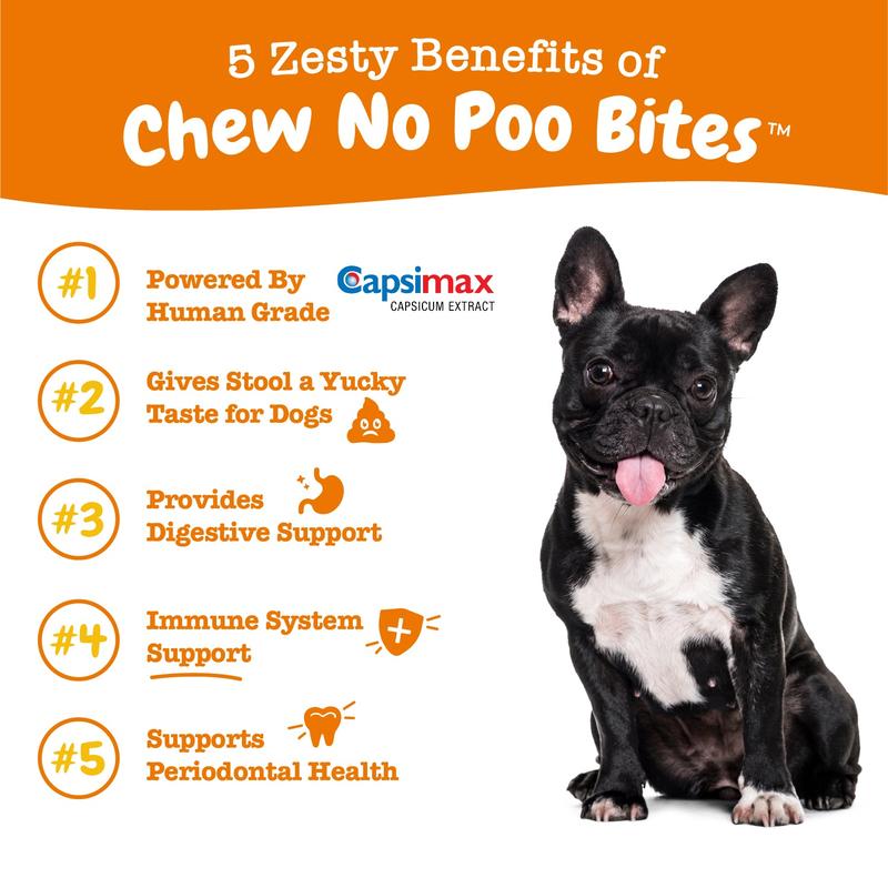 Zesty Paws Chew No Poo Bites™ for Dogs - Chicken Flavor All Natural Digestive Support Supplements with Capsimax & Probiotics
