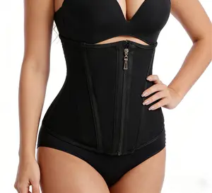 Women's Black Mesh Wrap Waist Cincher | High Elastic Zipper Waistband | Comfortable Shapewear for Daily Exercise