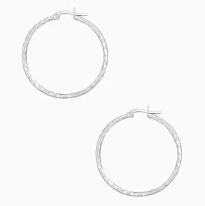 Sterling Silver Hammered Hoop Earrings