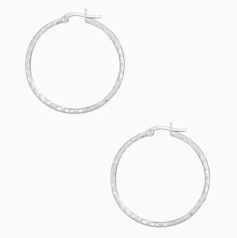 Sterling Silver Hammered Hoop Earrings