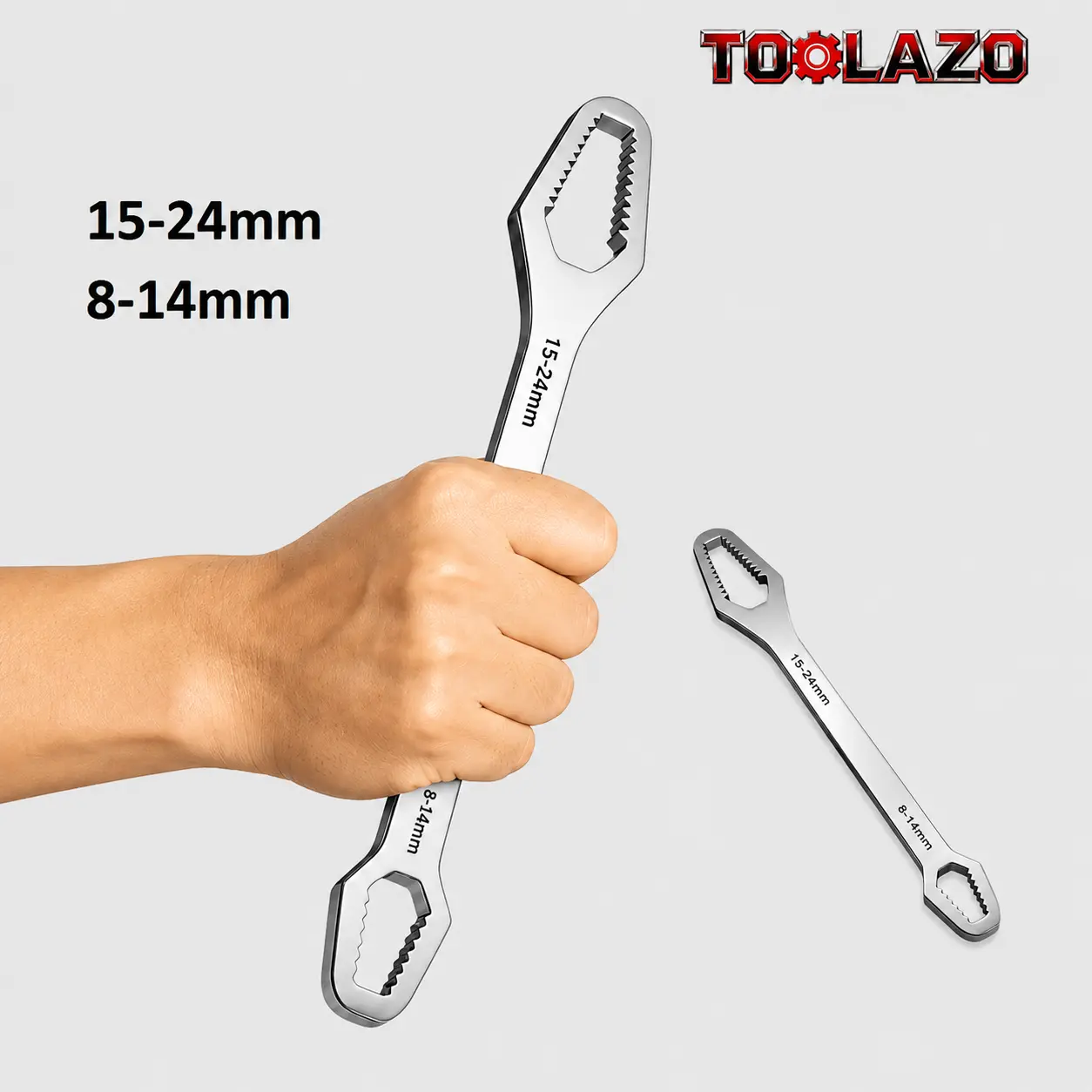 Stainless Steel Dual-Ended Self-Tightening Wrench with 8-24mm Universal Fit | Star-Shaped Grip Automatically Adjusts to Any Size | Non-Slip Precision Fit for Home, Auto, and Machine Repair | The Only DIY Tool You'll Ever Need