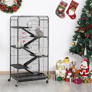 Yaheetech 52-inch Ferret Cage 6 Level Metal Rat Cage with 3 Front Doors/Feeder/Wheels Small Animal Cage for Ferret/Chinchilla/Bunny/Rabbit/Squirrel