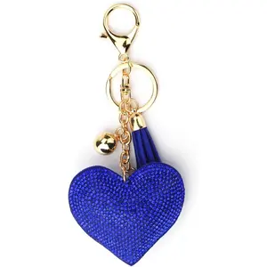 Women Heart Fashion Keychain Cute Shiny Rhinestone Butterfly Women Pendant Key Ring for Purse Handbags