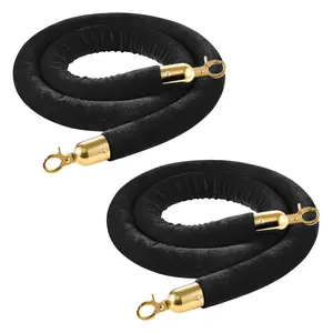VEVOR 2 Pcs Black Velvet Stanchion Ropes, 5 ft Crowd Control Stanchion Black Velvet Ropes with Gold Hooks, Post Queue Barrier Carpet Rope for Carpet Events Movie Theaters Grand Openings Hotels Party