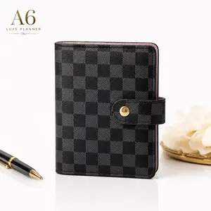 PU Leather Notebook A6 Ring Binder Budget Planner Organizer Cover Pockets Black