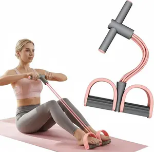 Pedal Resistance Band – Adjustable 4-Tube Sit-Up Pull Rope with Ergonomic Handles, Multifunctional Home Fitness Equipment for Full-Body Workout (Arms, Waist, Legs, Abdomen)