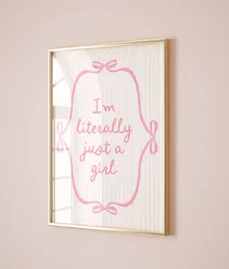[Sale off up to 50%] Just a Girl Pink Bows Girly Bedroom Decor Coquette Poster, Trendy Balletcore Romantic Poster [No frame, Free Ship]. (No Frame)