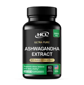 HCL Herbal Code Labs Ultra Pure Ashwagandha Extract 2000mg with Black Pepper - 60 Veggie Capsules for Stress Balance & Daily Vitality