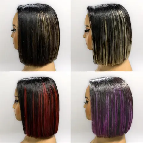 250% Density Blunt Cut Bob Wig 100% Human Hair Ready To Go Glueless Wigs With Drawstring Pre Cut 2x6 HD Lace Wigs Short Hair Style#Summervibes human short bob style black woman natural hairline