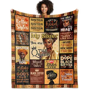African American Sisters Gifts from Sister Blanket 60"X50", Black Sister Birthday Gifts, Afro Encouragement Inspirational Gift Idea for Sisters Sista Women Mother's Day, Cozy All-Season Blanket Christmas New Year Gift