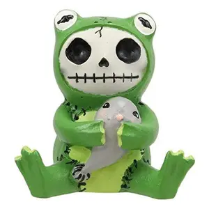 Furrybones Froggy Tadpole Green Frog Cute Skeleton Monster Ornament Figurine