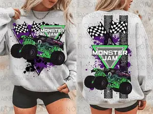 Monster Jam Event Grave Digger Monster Truck Sweatshirt Youth and Adult 2 Sided Graphic Sweatshirt or T-shirt, Monster Jam shirt, Monster Truck shirt, Off-Road Motorsports Tee, Monster Truck Fan Gift, Youth clothing, summer outfit, Racing Fan Gift