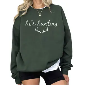 PA- He's Hunting Sweatshirt, Unisex Hunting Gifts For Wife, Deer Hunting Shirt, Mallard Duck Hunting Tees, Gift For Hunter Wife Hoodie (2)