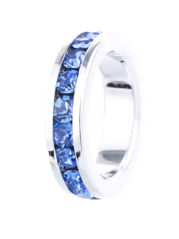 Sterling Silver Channel-set Sapphire Austrian Crystal Birthstone Charm