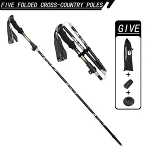 5-Section Collapsible Hiking Poles - Lightweight Trekking Poles With Secure External Lock, Adjustable Length, Sturdy - Ergonomic EVA Grip For Mountain Climbing, Camping, Trail Hiking - Perfect Gift Fo
